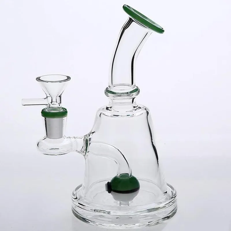 17cm lång mini fett handgjorda rökgasvatten bongs med matchande glasskålar i ledstorlek 14.4mm grön