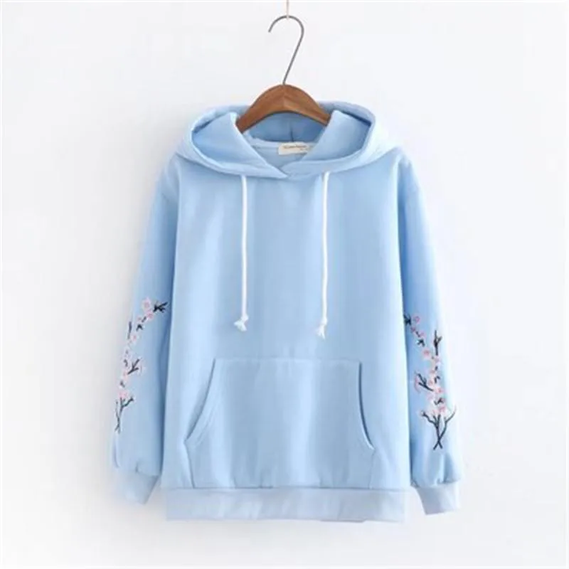 sudaderas mujer Japanese Spring Winter Sweatshirt Women Flower Letter Embroidery Oversized Hood Pullover Hoodies