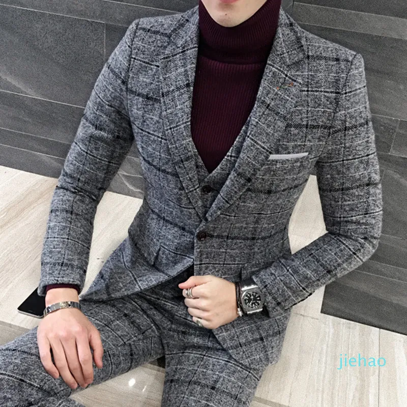 Royal Blue Plaid Sangeet Dress For Men For Men Latest British Fashion Coat  And Pant Set, Thick And Slim Fit For Autumn And Winter Style 2992 From  Ai810, $89.88