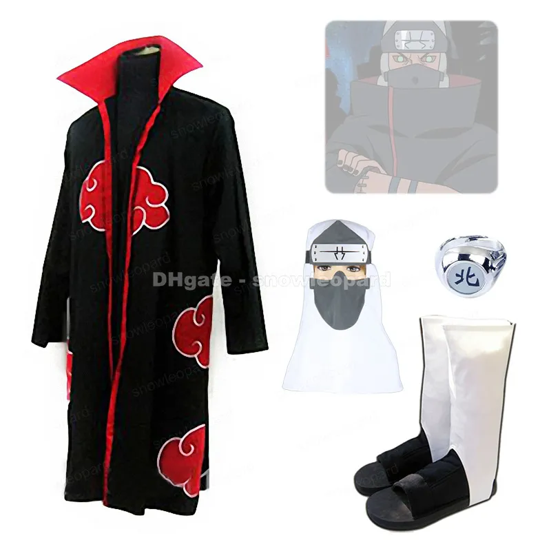 Naruto Akatsuki Cloak Anime Cosplay Costume Set Halloween Cosplay Longo  Cloak