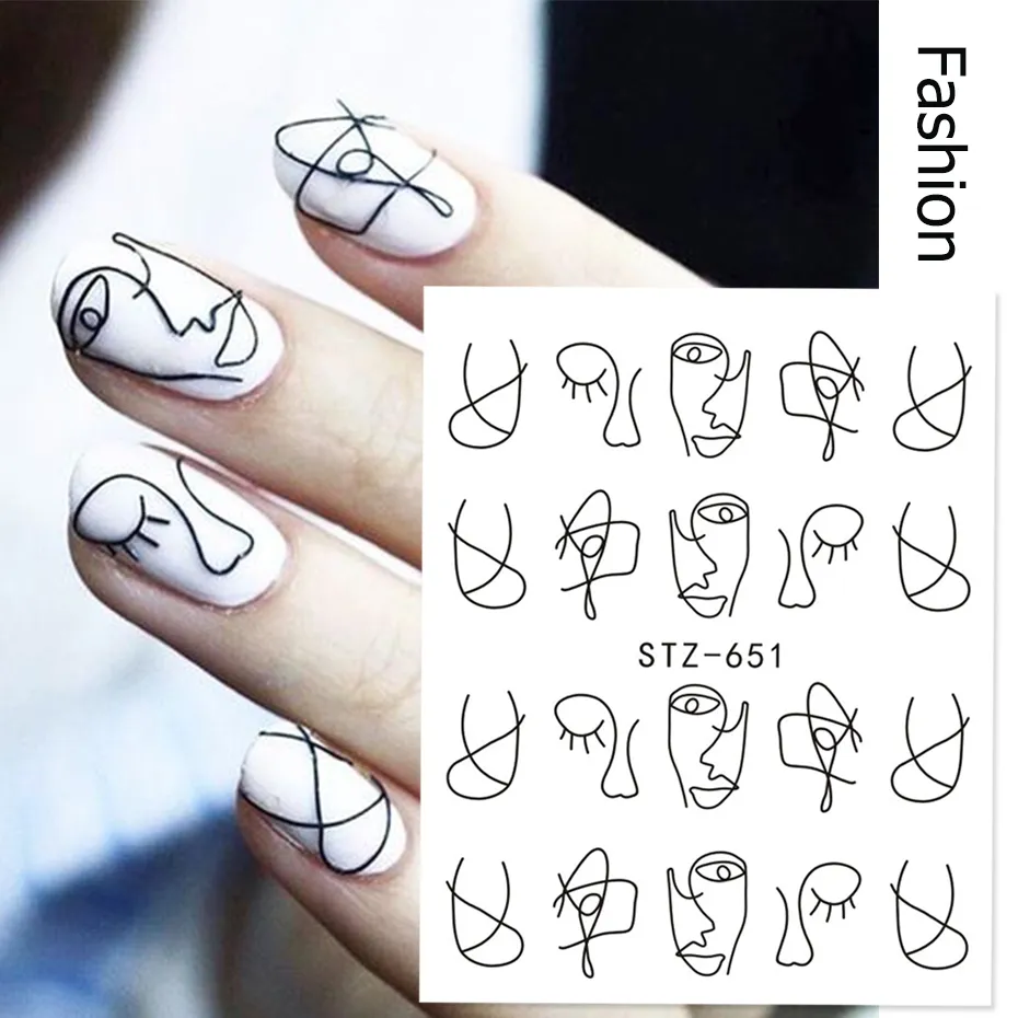 Coffee Pull Flower Heart Nail Stickers Brown Abstract Face Smile Leaf  Checkerboard Slider French Tips 3d Manicure Nlstz-cs078 | Fruugo US