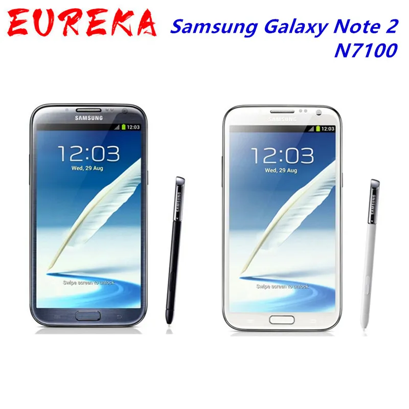 100% оригинал N7100 разблокирован Samsung Galaxy Note 2 II N7100 мобильный телефон 5.5 "Quad Core 8MP GPS WCDMA отремонтированный смартфон