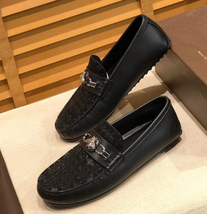 [Orignal box] Luxury New Bee Mens Driving Loafers Äkta Läder Casual Gentleman Dress Skor Storlek 38-46