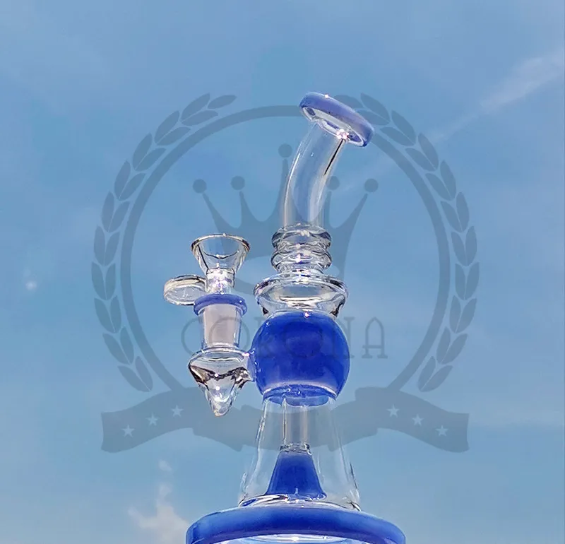 Beker bong 8inch kleur recycler roze glas bong matrix rook kwarts olielig