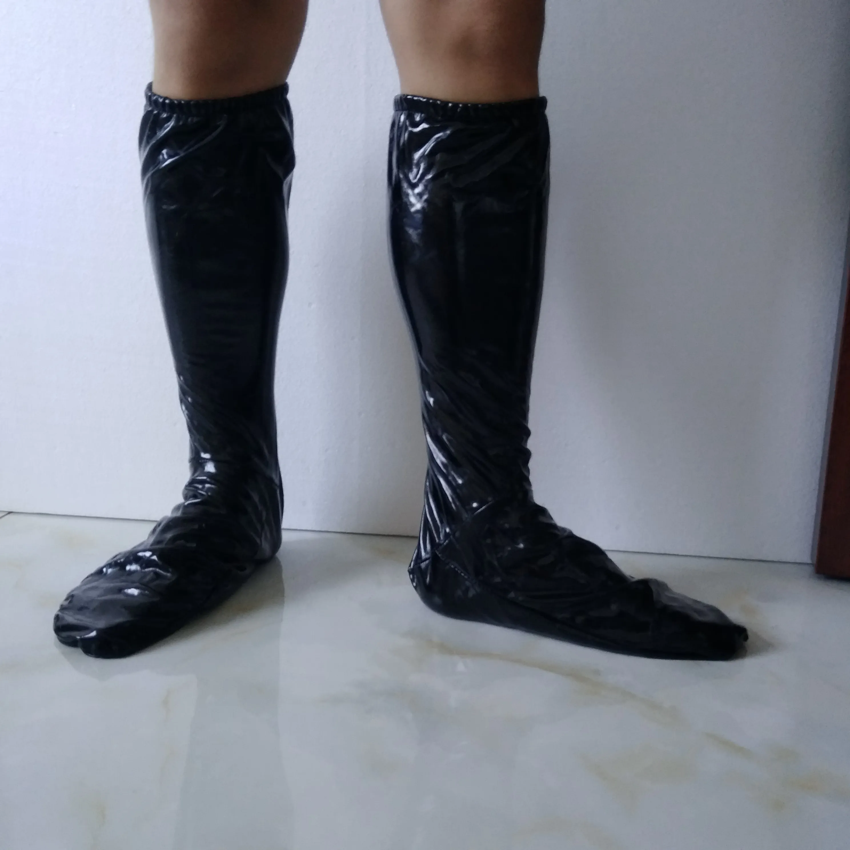 Yeni lycra spandeks parlak metalik ıslak görünüm pu deri pvc kostümler cosplay partisi cadılar bayramı ayak kapağı kol çorapları171r