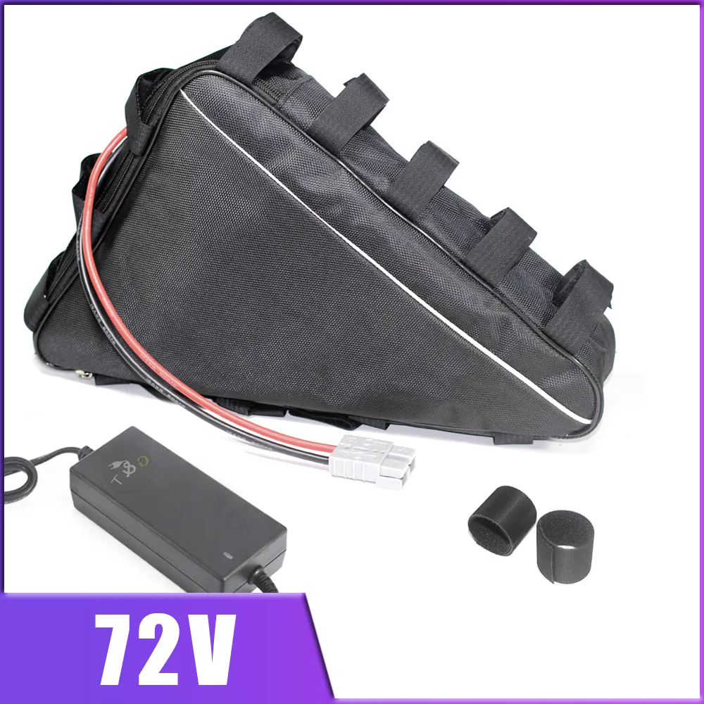 72 V 3000 W Driehoek batterij 20AH 30AH Panasonic lithium pack elektrische fiets met 60A BMS, 84 V oplader tas