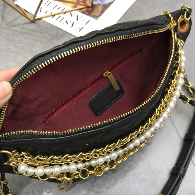 Chest Pack Waist Bags Women Handbag Purse High Quality Pearls Chain Shoulder Bag Classic Letter Accessories Fannypack Waist Check Bumbag
