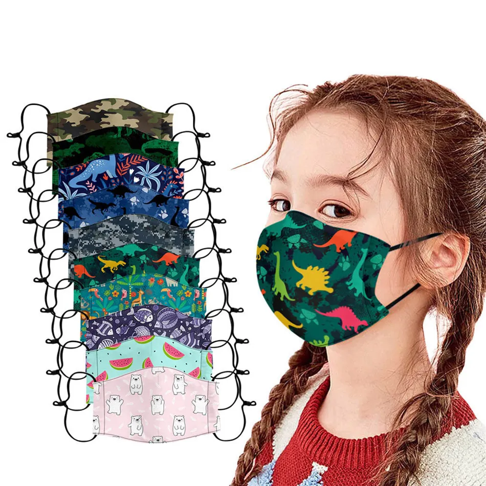 5 pièces enfant enfants dessin animé garçons filles bouche masque Anti Pollution respirant impression masques pour enfants réglable oreille bouton masque W3233