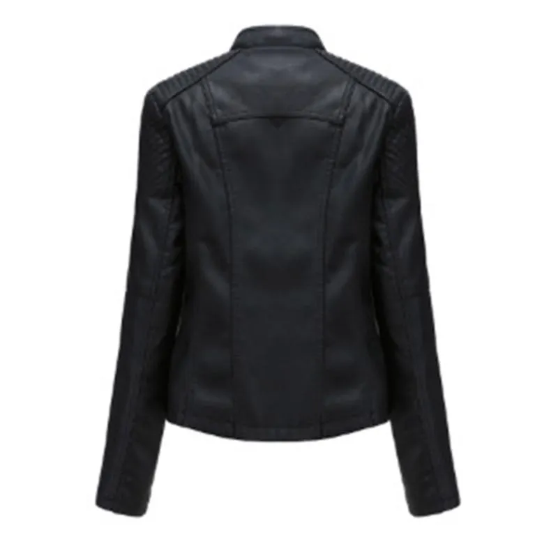 Ladys rosetic leather coat sale