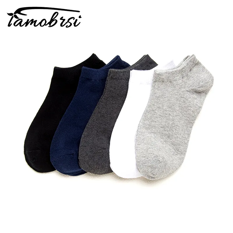 5 Paar solide klassische Socken für Freizeit, Reisen, Business, Arbeit, weiß, schwarz, unsichtbar, kurz, Lot-Pack, Geschenke für Männer, 100 % Baumwollsocke