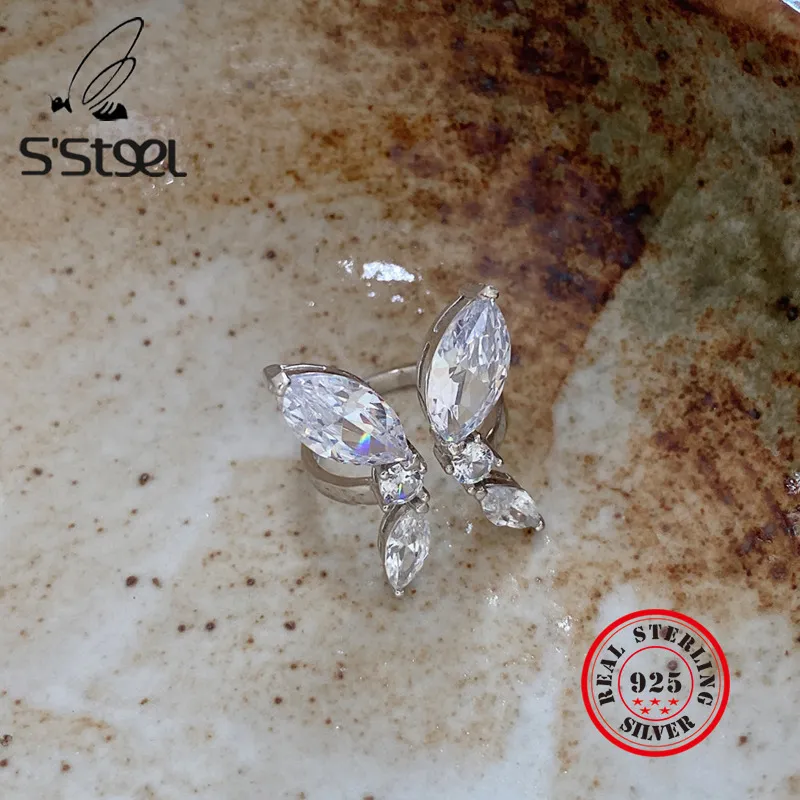 S'steel Butterfly Ring Подарки для женщин Стерлинговые серебро 925 Циркон Партия Кольца Классические Anillos Plata 925 Para Mujer Fine Ювелирные Изделия