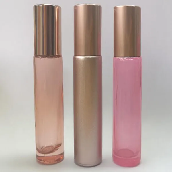 10 ml or rose flacon roller couleur transparente flacon roller crème pour les yeux huile pour les lèvres bouteille d'huile essentielle