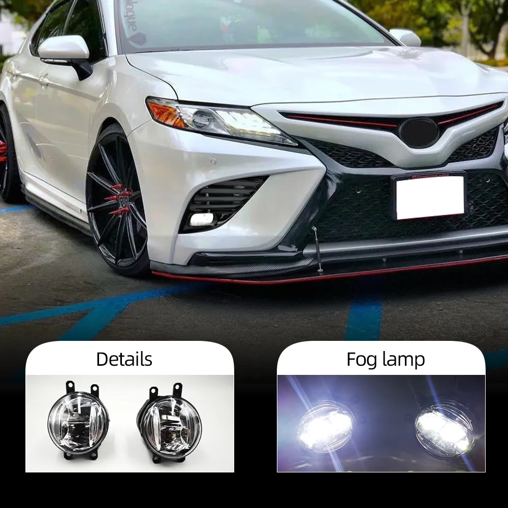 2Pcs LED Bumper Fog Light Lamps for Toyota Camry 2018 2019 Headlight Foglamp Cover Grill Frame Headlights Foglight