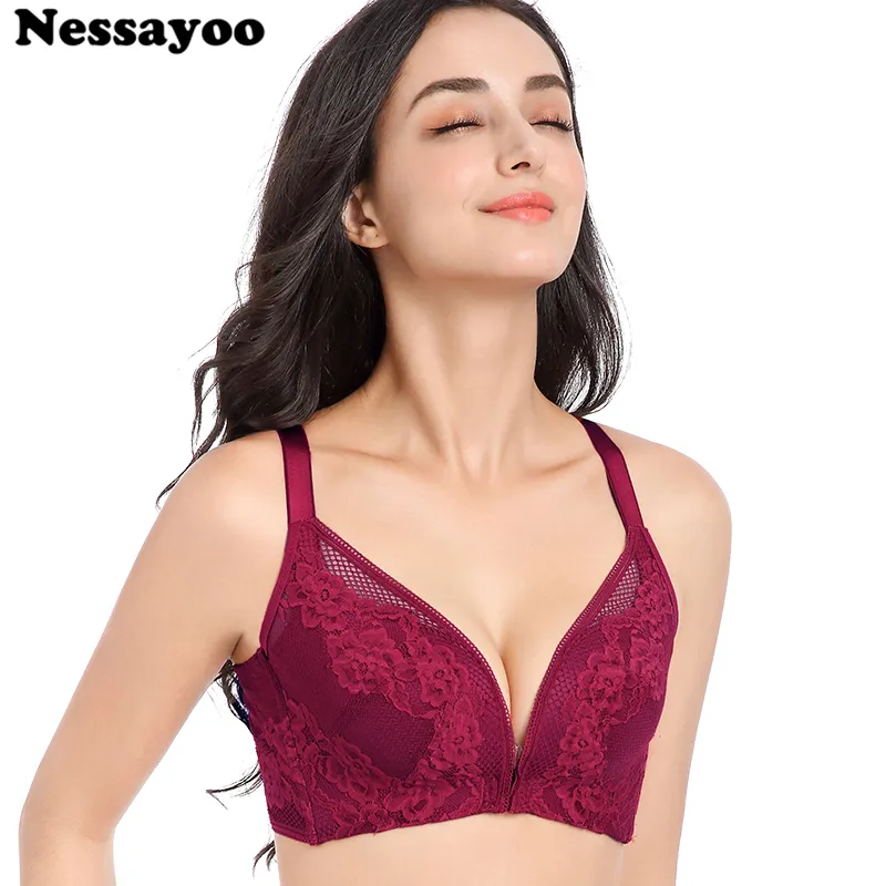 Bras Front Closure Beauty Back Sexy For Women Lingerie Lace Deep V Plus  Size Push Up Floral Top Bh Wireless Bralette BCD From Chuanzuo, $28.65