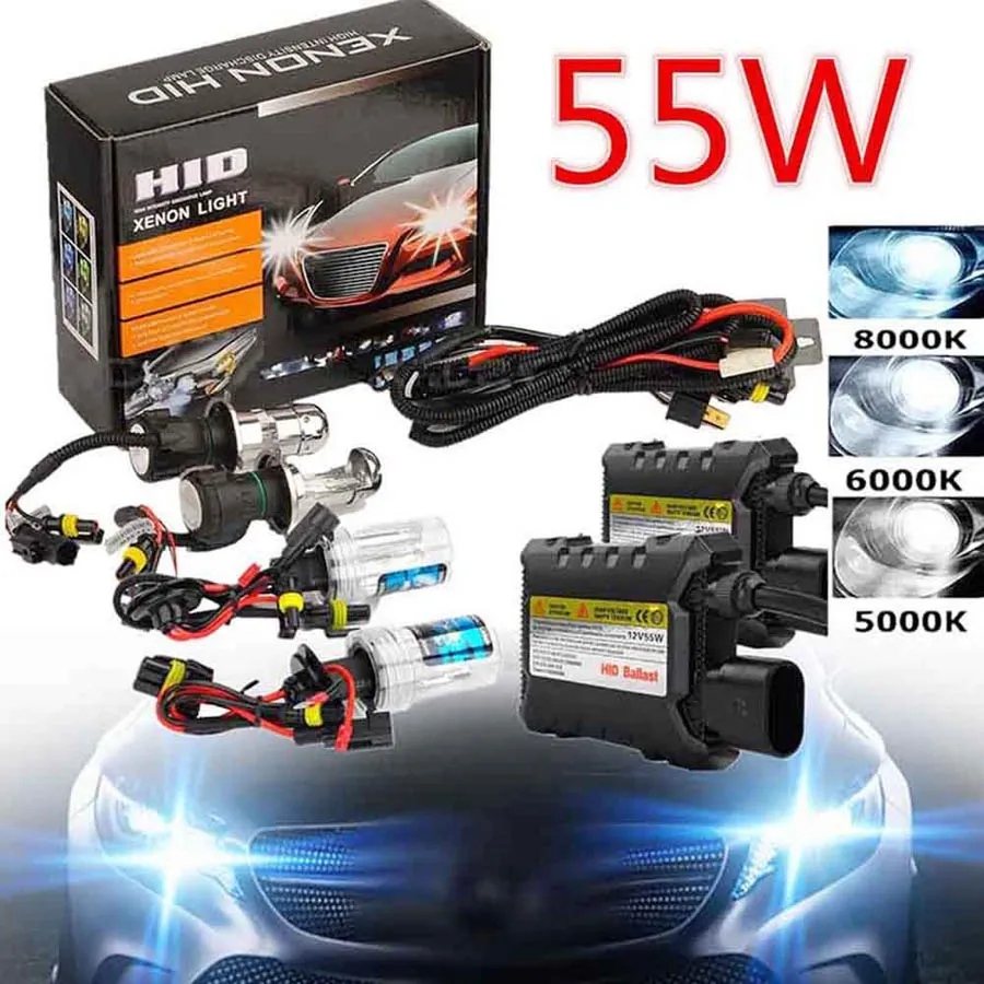 Kits de lâmpada de xenônio hids hid 55w xenon carro farol H1 H3 H11 9005 9006 4300K ​​5000K 6000K 8000K FACTOMENTO DE CONVERSÃO