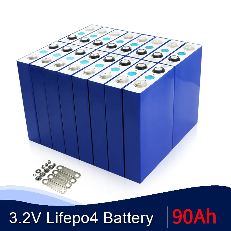 Betyg A 32st 3,2V 90ah Lifepo4 Batteri Prismatiska celler 12v 24v36v 48v för EV RV DIY Pack Solar EU US Tax Free