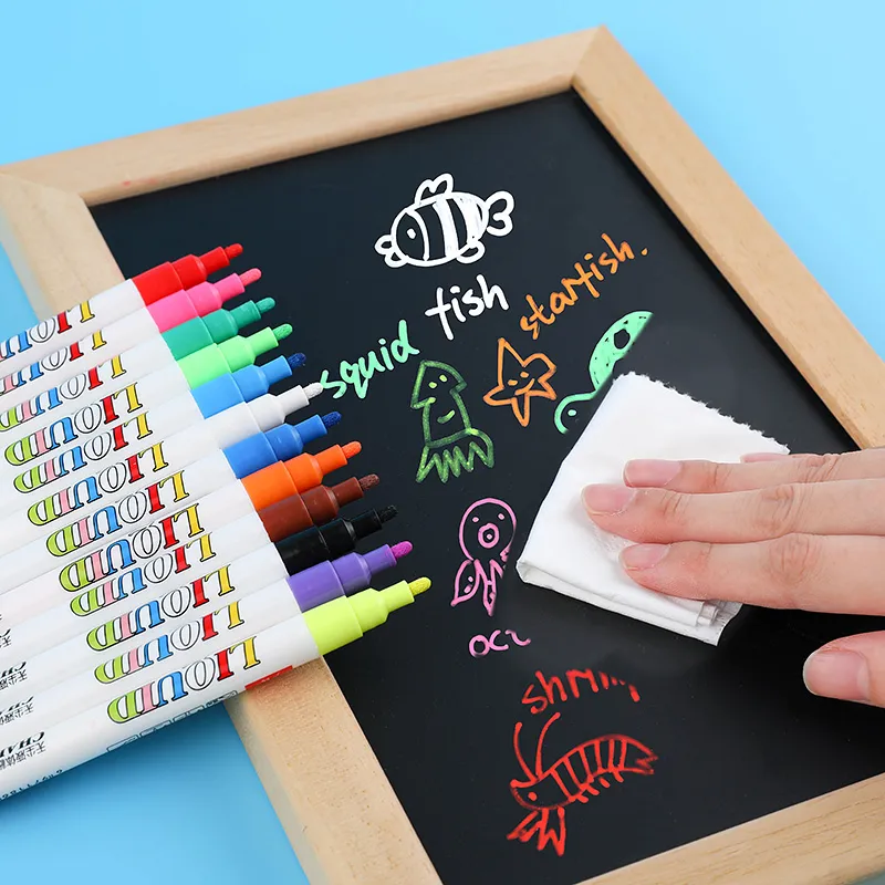 Liquid Chalk Markers (12pc) Erasable Chalkboard Pen for Blackboard