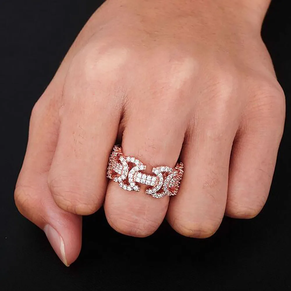 14K Vergulde Hollow Butterfly Rings Mens Ring Goud Zilver Kleur Koper Pave Cubic Zirconia Sieraden Maat 7-11