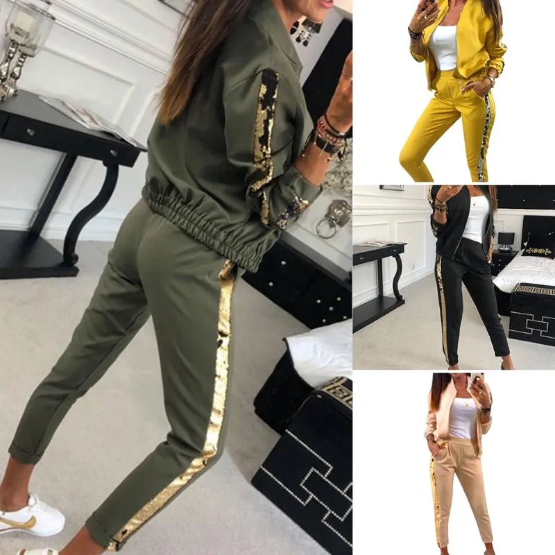 Womens Tracksuit Set Women 2 Piece Outfits Sequins Pullover Hoodie and Long Pants Set Tracksuits Jogging Suits