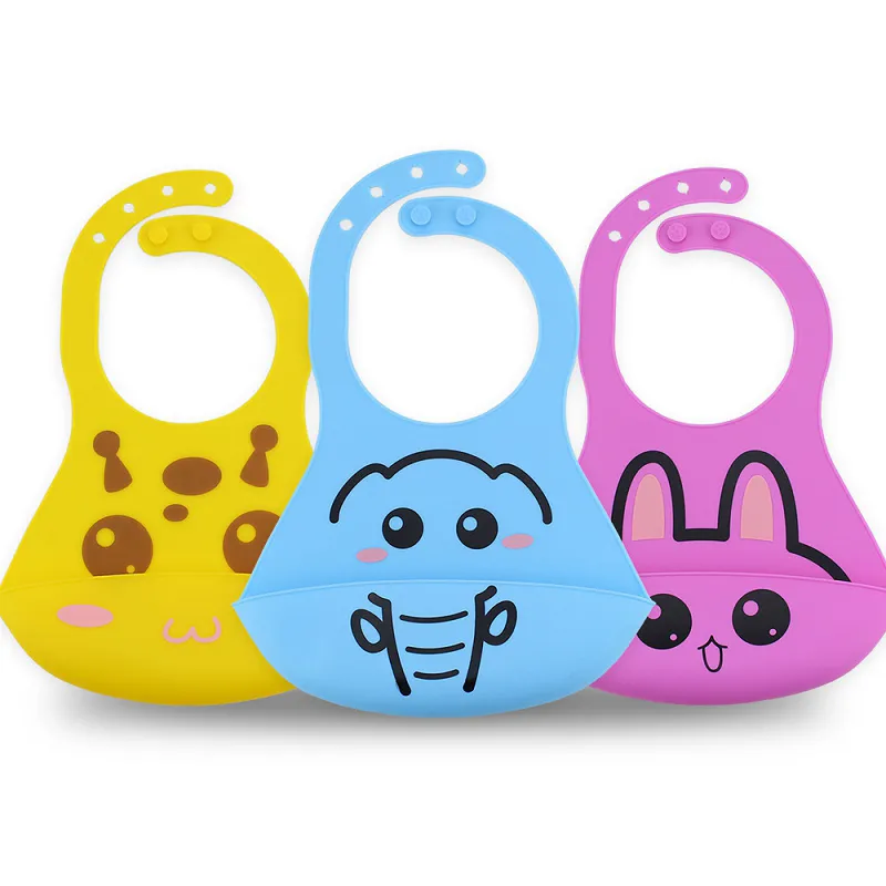 Poche en silicone bavoir bébé réglable bébé bavoirs en silicone dessin animé imprimé nourrissons étanche déjeuner bavoir nouveau-né alimentation burp tabliers M2606