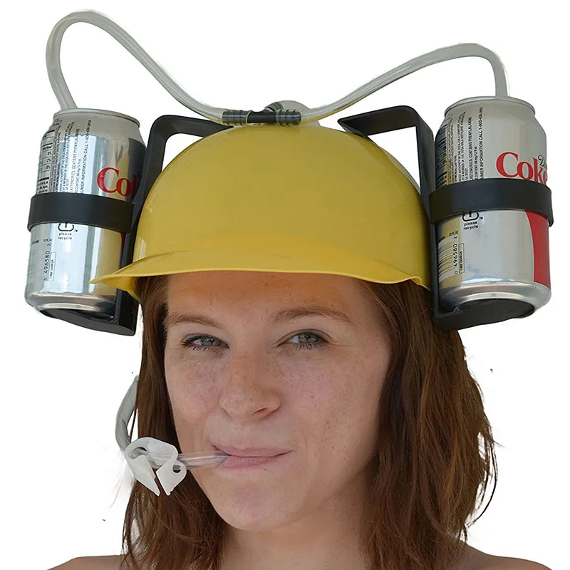 Strange gadgets creative lazy drink wine hat straws helmet cola beer