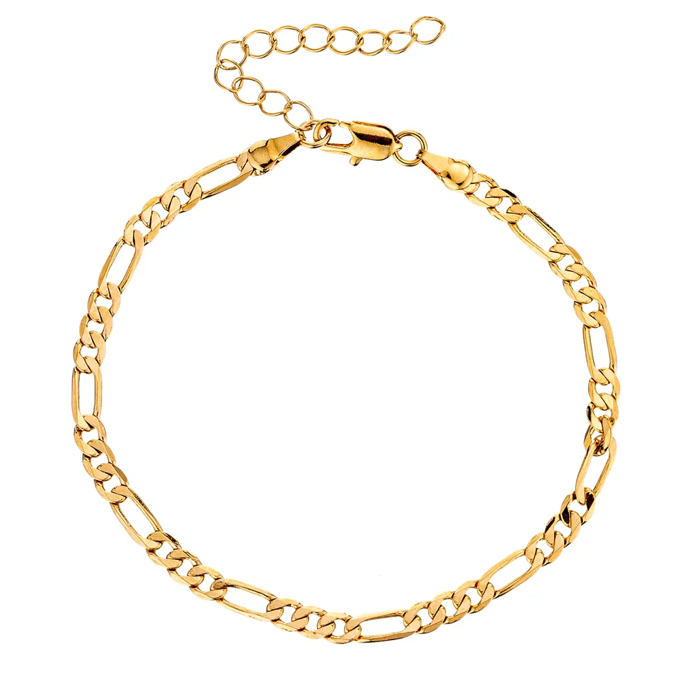 Gold Color Figaro цепочка Anklet для женщин мода браслет лодыжки с расширением T200901