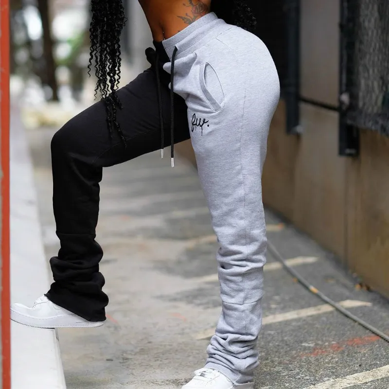 NCLAGEN Color Block Embroidery Stacked Sweatpants For Women 2020 Patchwork  Fashion Joggers Woman Pants Female Fitness Sweat Pant9102318