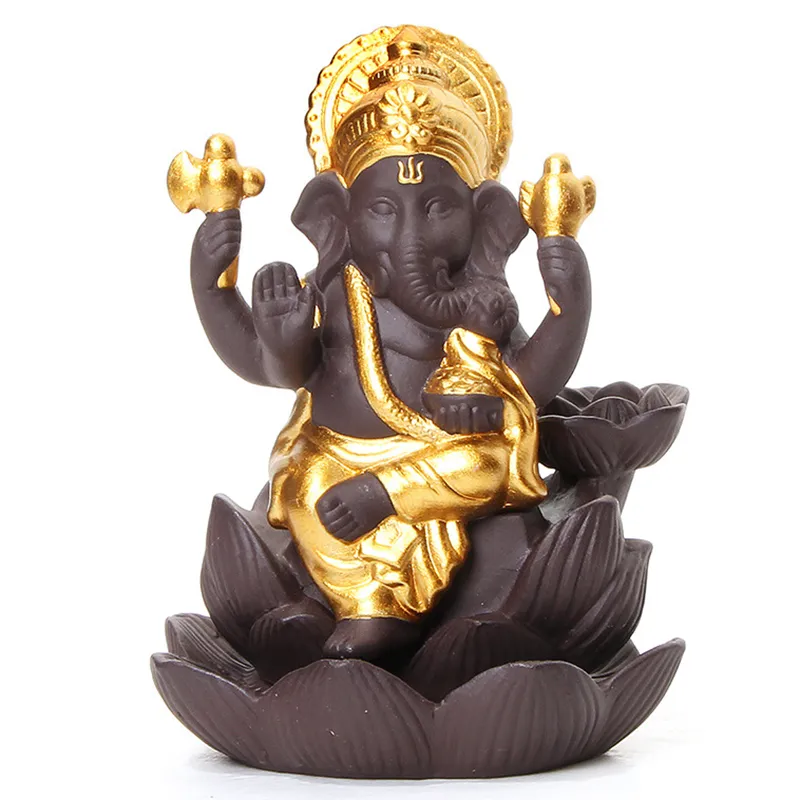 4 kleuren keramische ganesha olifant god Boeddha standbeelden backflow wierook brander thuiskantoor wierook kegels gratis dhl