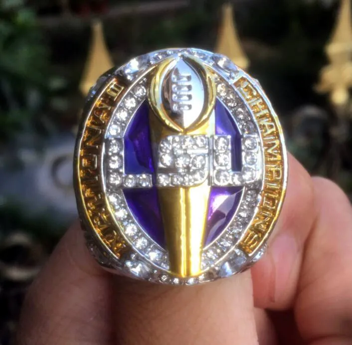 LSU 2019 S Orgeron Nationals Team Champions Championship Ring with Wooding Box Souvenir Hold That Tiger Men Fan Gift 2020 Wholesal