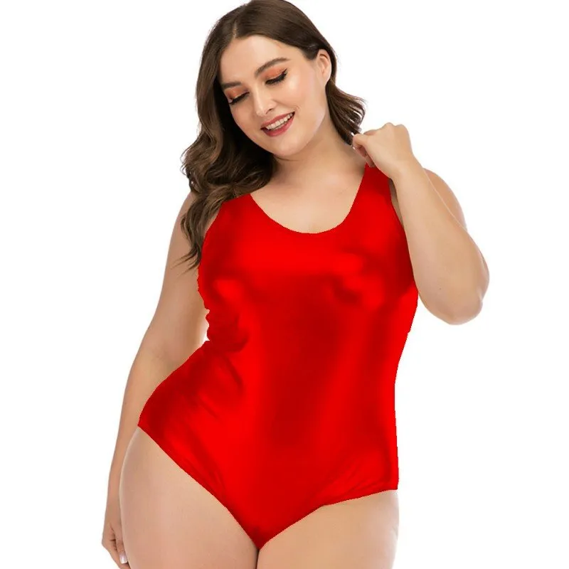 Shiny Metallic Faux Leather Plus Size Shapewear Bodysuit For Women Stretchy  Sleeveless Leotard With High Cut And Backless Design In Plus Sizes S 6XL  From Fashionqueenshow, $29.14