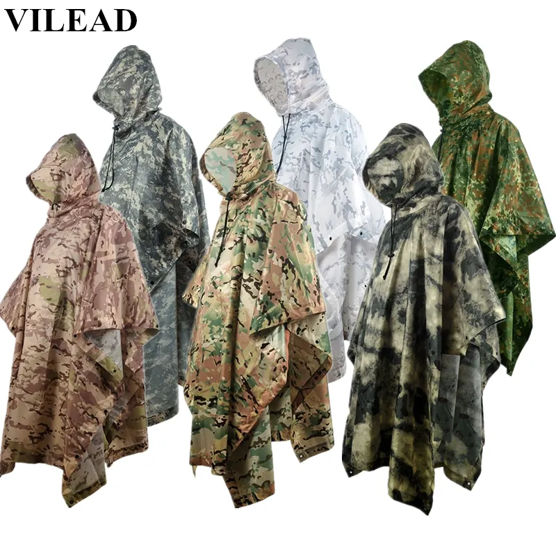 VILEAD Impermeabile impermeabile per esterni Impermeabile Poncho antipioggia multifunzionale Uomo Donna Resistente Cappotto antipioggia per motocicletta Rain Gear 201110