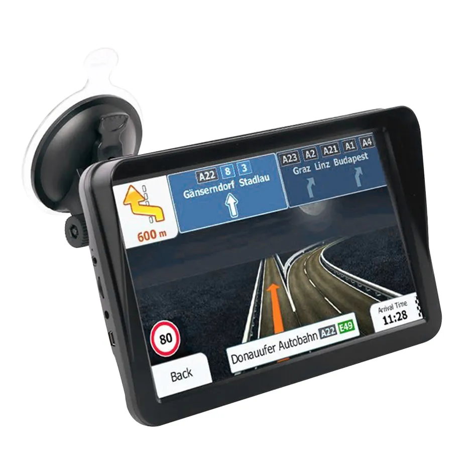 9 "tums lastbil GPS-navigering med Bluetooth AV-IN FM 8GB Sun Shade Visor Capactive Screen GPS Navigator