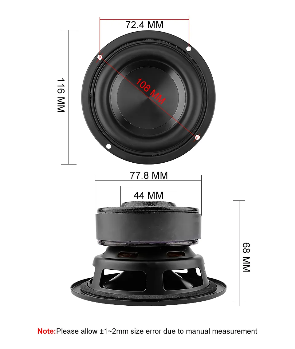 Freeshipping 1Pc 4 pollici Woofer Audio Speaker Driver 4 8 Ohm 100W Bass Hifi Sound Music Altoparlante subwoofer impermeabile Home Theater fai da te