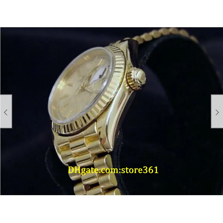 Abito casual stile 20 meccanico automatico 26 mm solido oro giallo 18 carati orologio presidente quadrante arazzo 69178218F