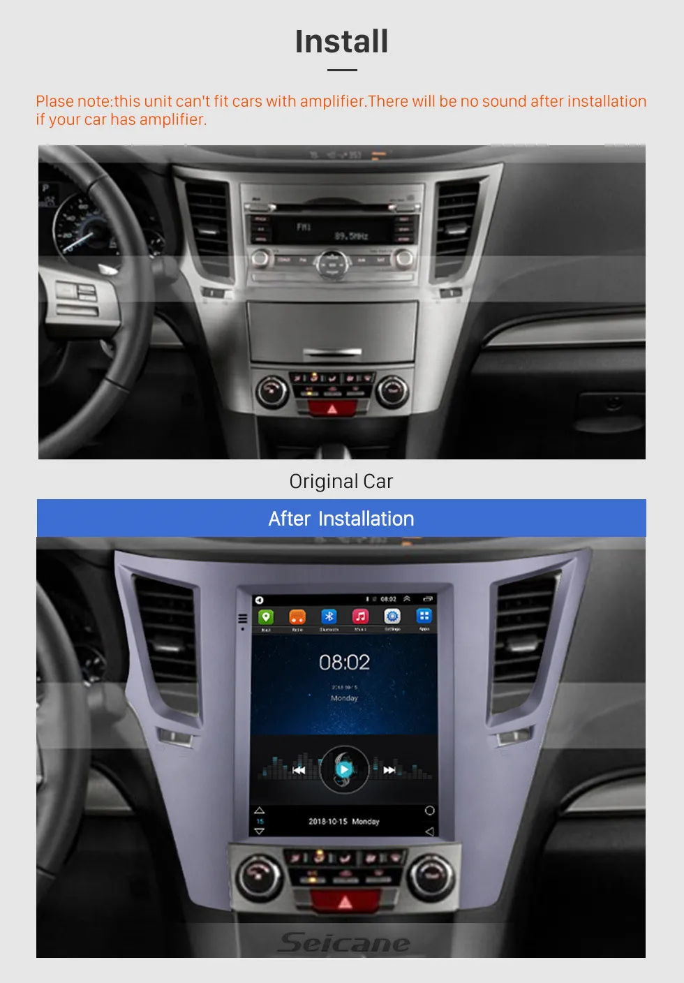 Aftermarket 9.7 inch Android 9.1 Radio GPS Navigation for 2010-2014 Subaru Outback HD Touchscreen Stereo Bluetooth USB MP4