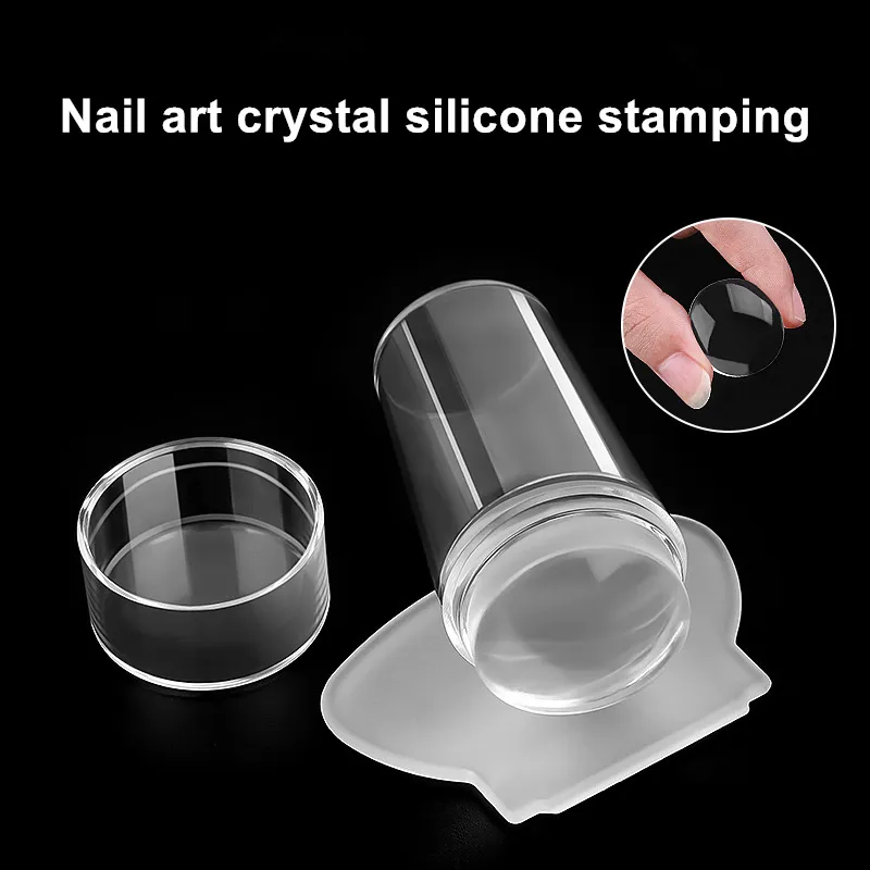 Nail Art Mallar 1 Stämpelmallverktyg Stamper Skrapa med Cap Transparenta silikonstämpelverktyg