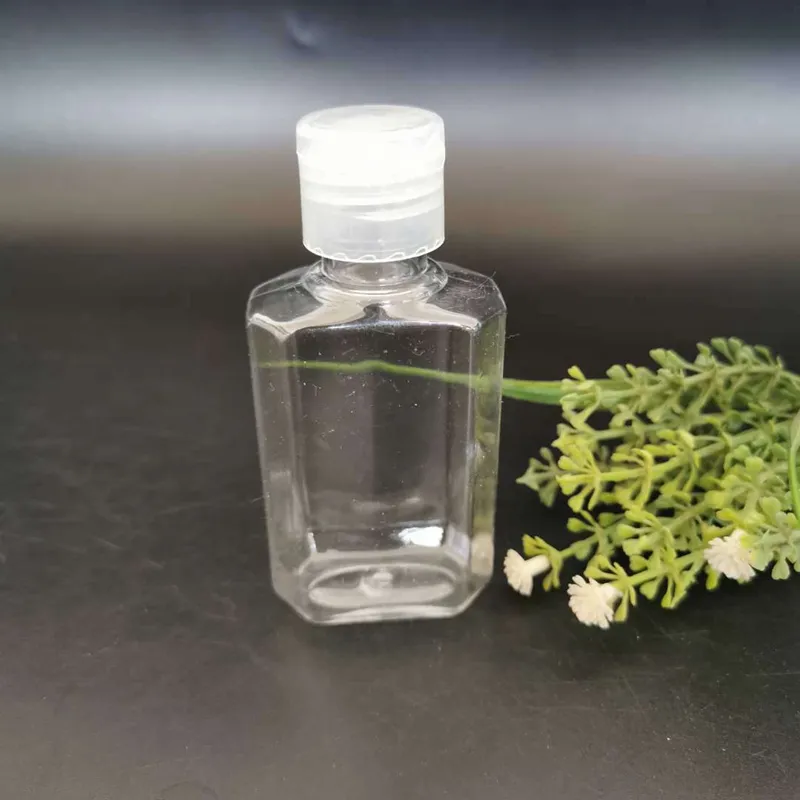 60ml PET Empty Hand Sanitizer Gel Bottle Hand Flip Cover PET Soap Liquid Bottle Clear Squeezed Pet Sub Travel Bottle In Stock