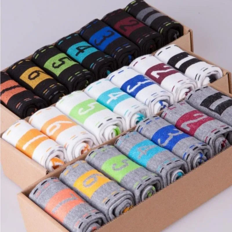 7 Pairs/Set Fashion Men Week Crew Socks High Quality Casual Comfortable Socks Male Breathable Cotton Sports