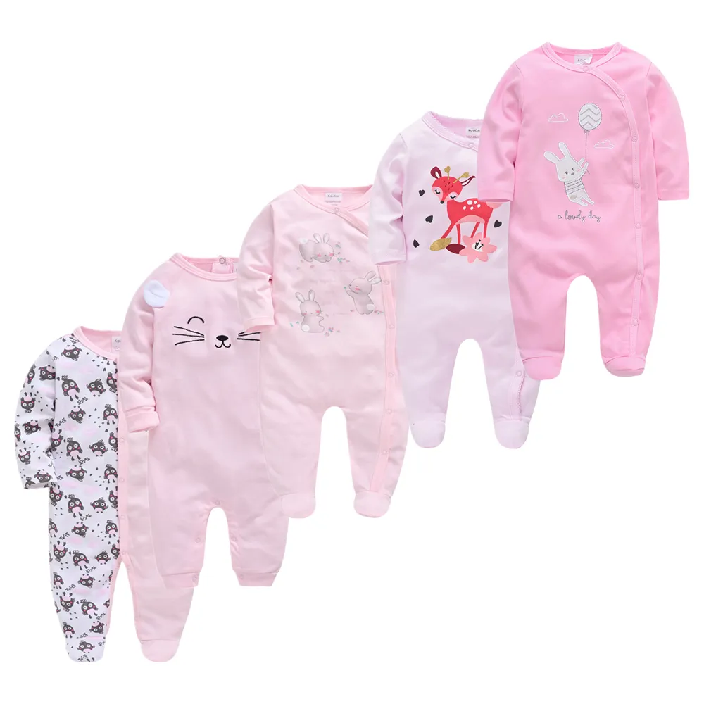 5pcs Baby Girl Boy Pijamas roupas de bebe fille algodón transpirable suave  ropa bebe recién nacido Sleepers Baby Pjiamas LJ200827