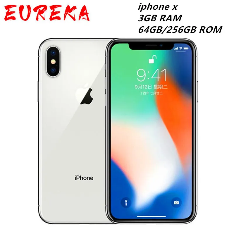 Oryginalny Apple iPhone X Face ID 5.8 "ekran dotykowy 3GB RAM iOS A11 podwójne aparaty 12MP 4G LTE odblokowany iphonex czarny biały