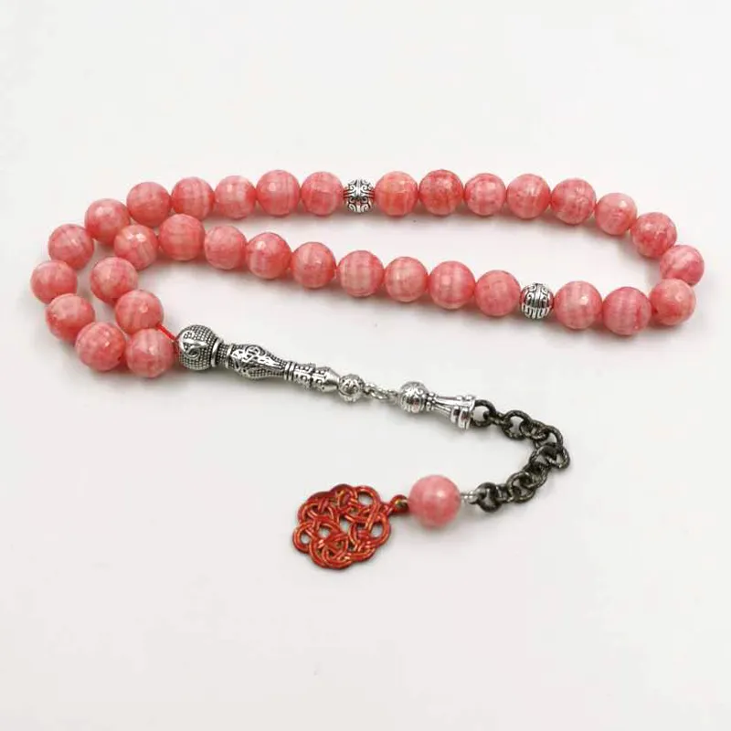 Hebras Natural Pink Jaspers Tasbih Rosario de piedra musulmana Misbaha islámica Turquía Moda 33 cuentas de oración pulsera Arabia Saudita Eid regalo