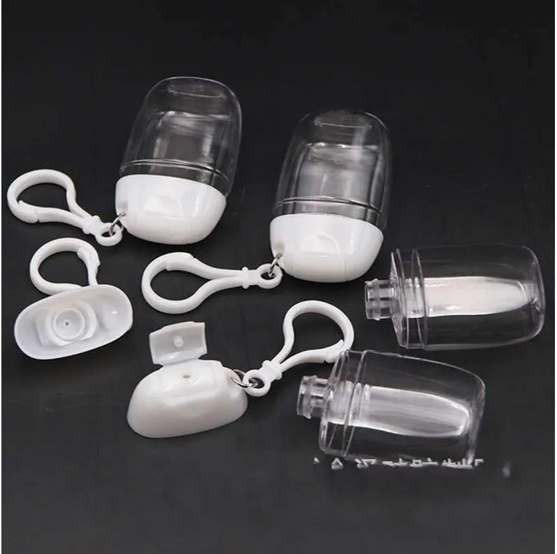 Hand Sanitizer Plastflaska 30 ml Transparent Flip Hook Bottles Compact Lovely Jar Portable Student Travel Outdoors Key Rings 1 2Hz F2