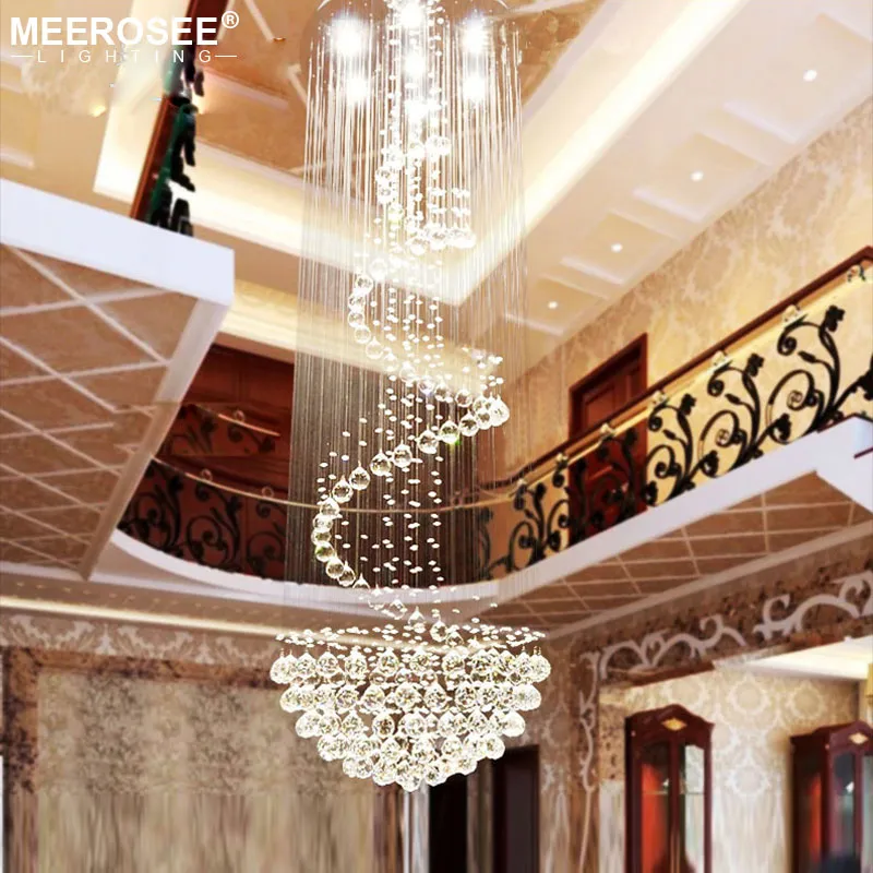 Modern Crystal Chandelier 3M Long Spiral Design Foyer Staircase Lighting 8 Light Sources Clear Crystal Silver Stainless Steel 2024