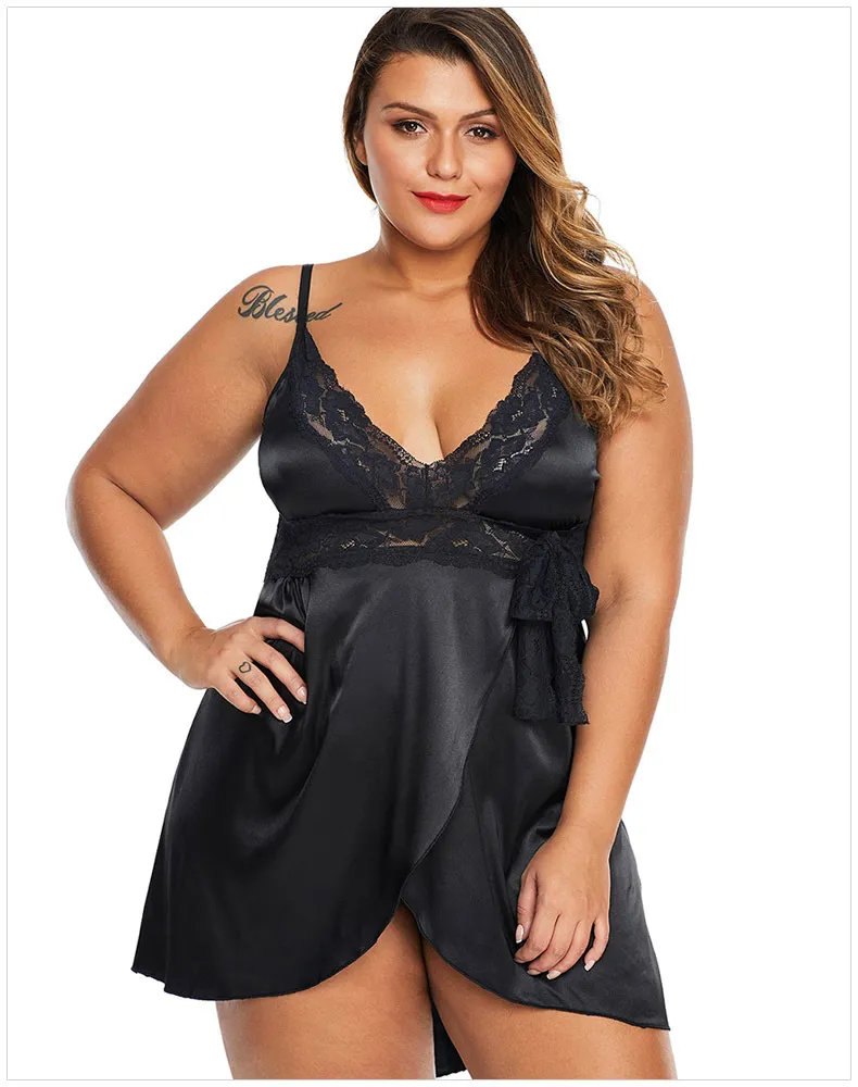 Plus size size pijama sexy lingerie babydoll lingerie sexy e quente erótico erótico sedoso Sexy Pamas Nightdress delicado Touch Games Adult Sling Sleepwear