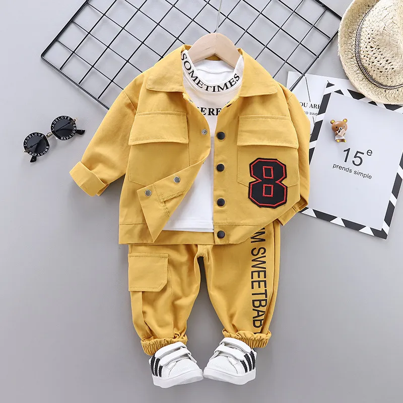 3 Piece Cotton boys tracksuits Set for Infants and Kids Spring Autumn Fashion for Baby Boys and Girls