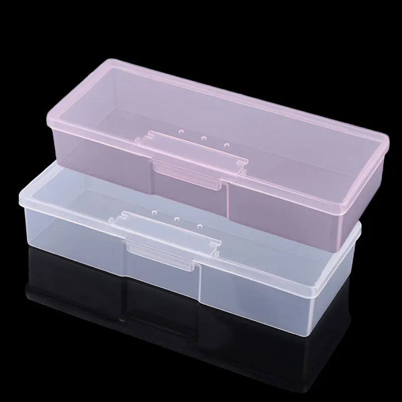 Tillbehör Förpackningsarrangörer Plastiska transparenta nagelmanikyrverktyg förvaringslåda prickande ritning Pennor buffert slipning filer arrangör fall container b