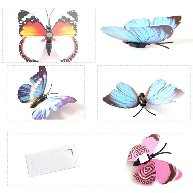 3D Butterfly Wall Sticker PVC Simulation Stereoscopic Butterfly Mural Sticker Fridge Magnet Art Decal Kid Room Home Decor VT0446