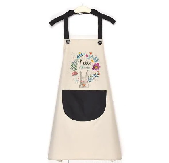 Schort keuken waterdichte olie-proof voor vrouwen mannen mouwloze mooie cartoon koken schort met zak voor thuis