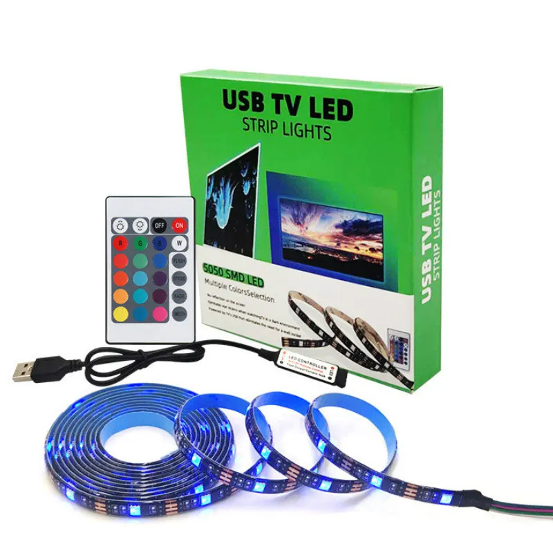 RGB 5050 Remote Control USB LED Strip Light DC5V 5M/4M Waterproof Flexible Lights Lamp Changeable TV Background Lighting Garden Decoration