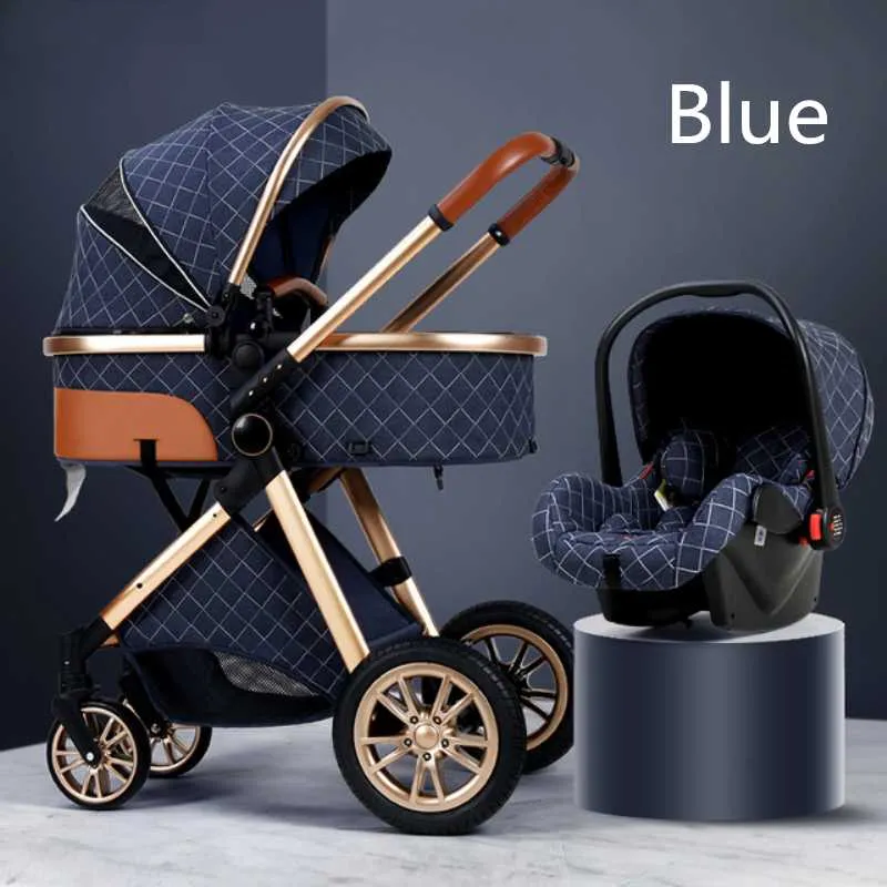 Carrinhos de bebê # marca 3 em 1 com assento de carro portátil carrinho dobrável quadro de alumínio alta paisagem para nascido luxo confortável moda